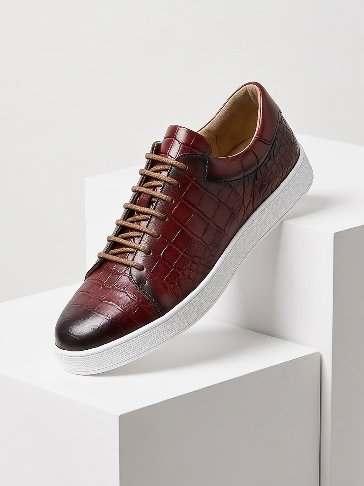 The Belgravia Leather Lace-Up - Burgundy - closeup