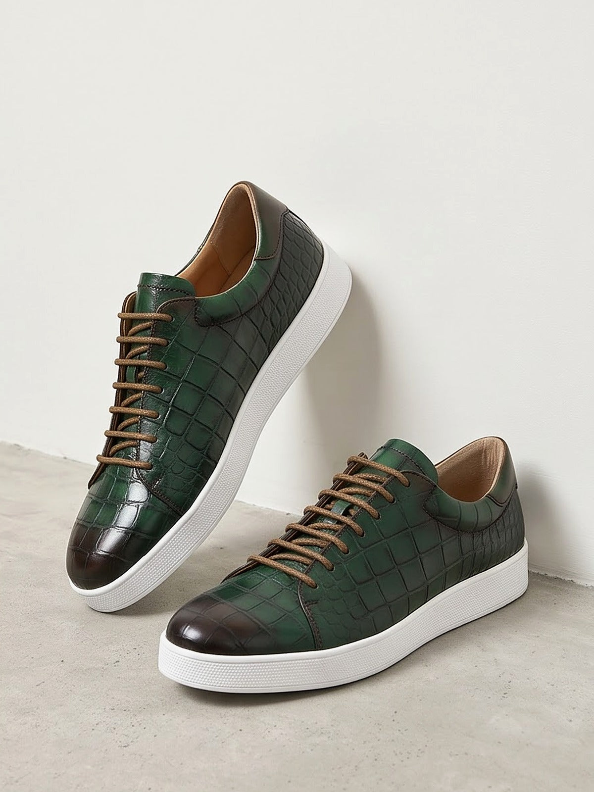 The Belgravia Leather Lace-Up - Green - side