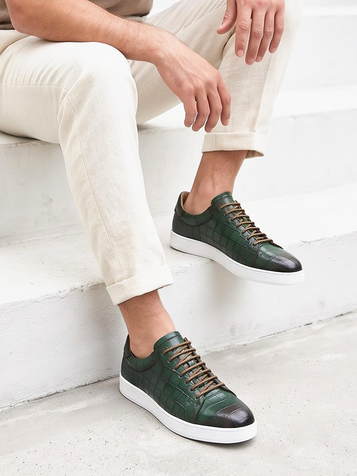 The Belgravia Leather Lace-Up - Green - back