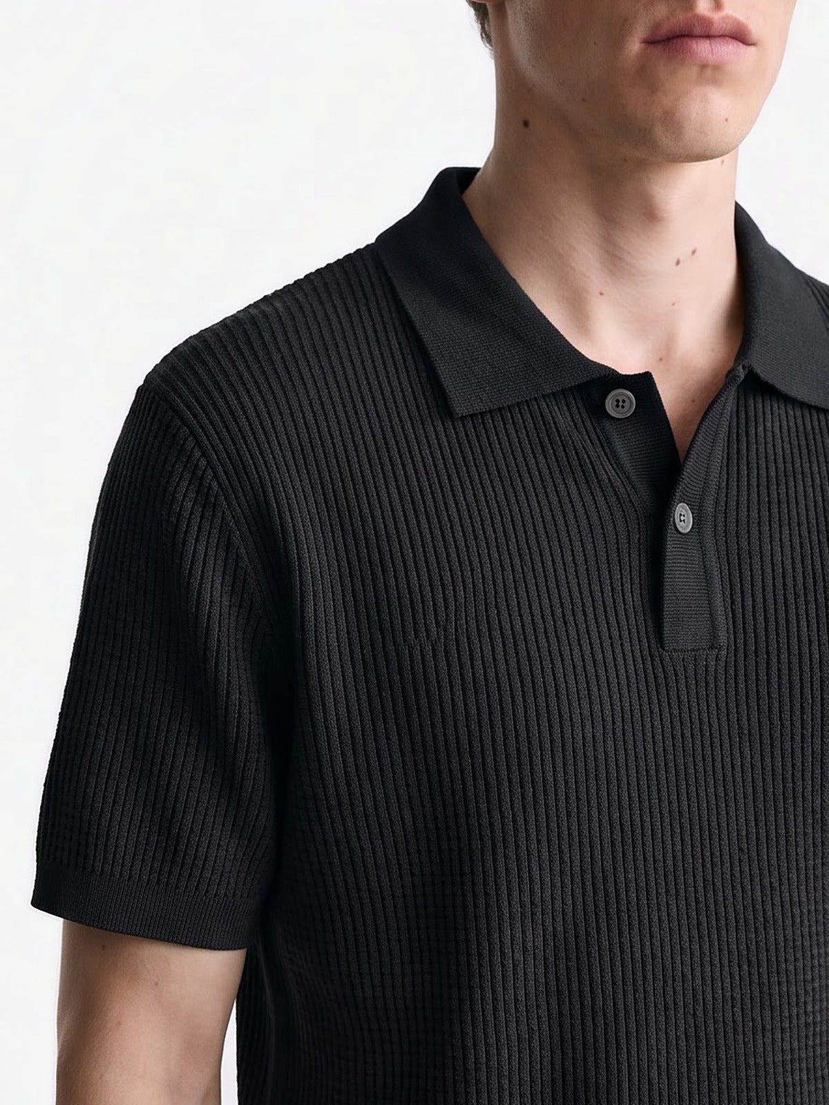 the-amalfi-textured-knit-polo-black-3-closeup