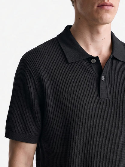 the-amalfi-textured-knit-polo-black-3-closeup