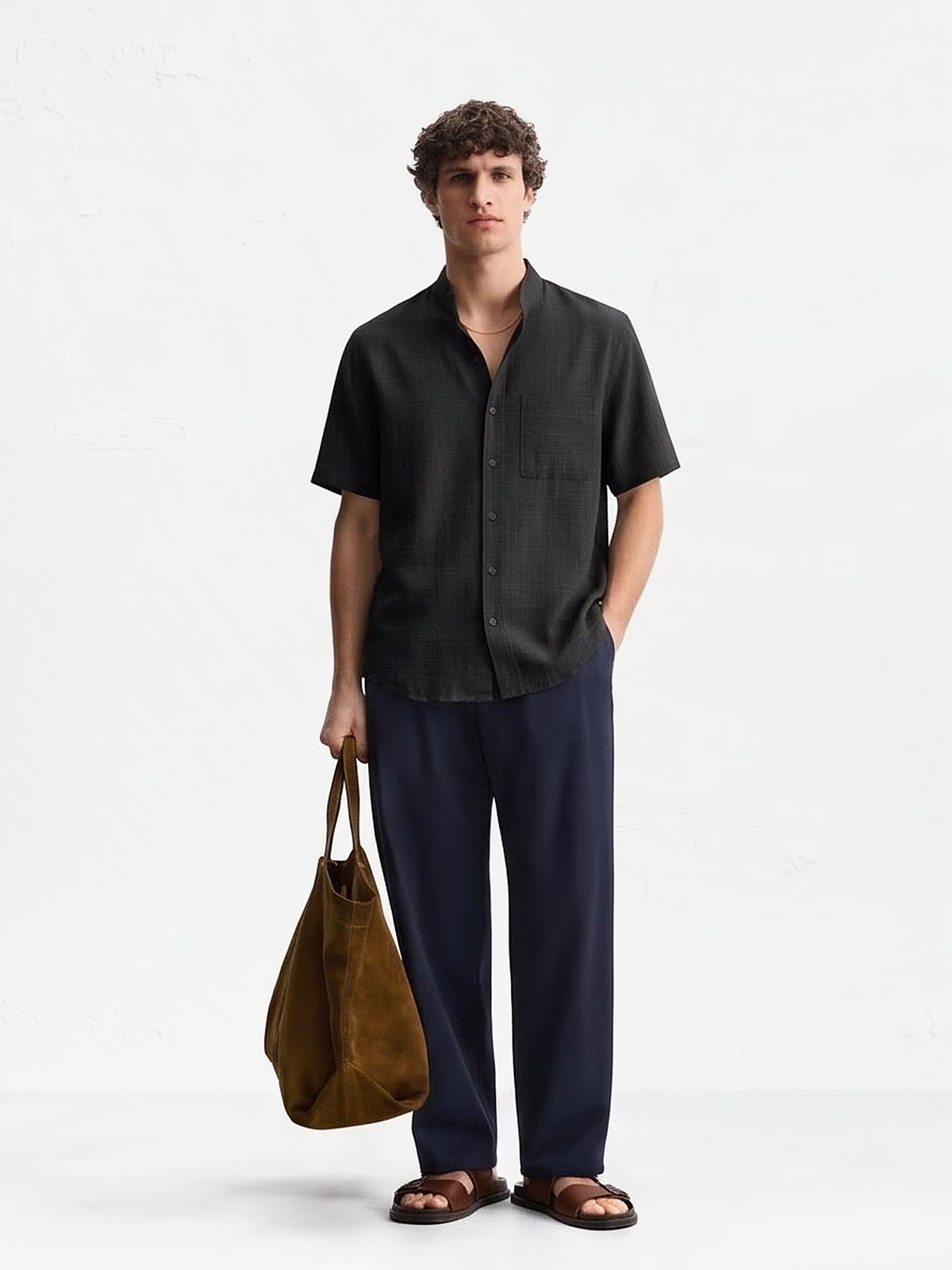 the-cannes-band-collar-shirt-black-1-front