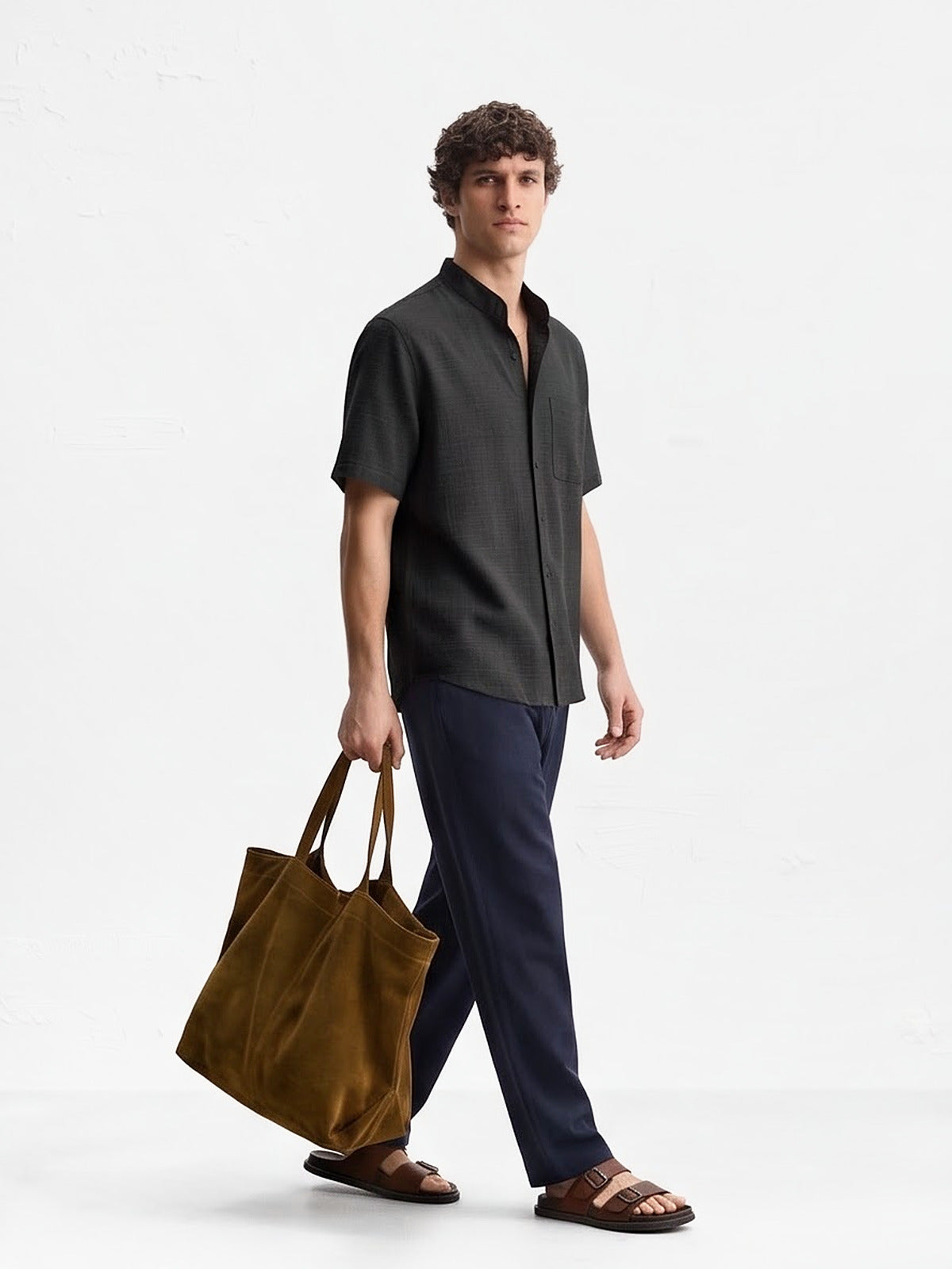 the-cannes-band-collar-shirt-black-2-side