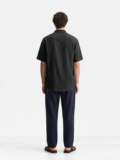 the-cannes-band-collar-shirt-black-4-back