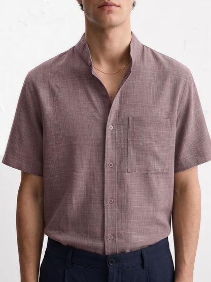 the-cannes-band-collar-shirt-dusty-rose-3-closeup
