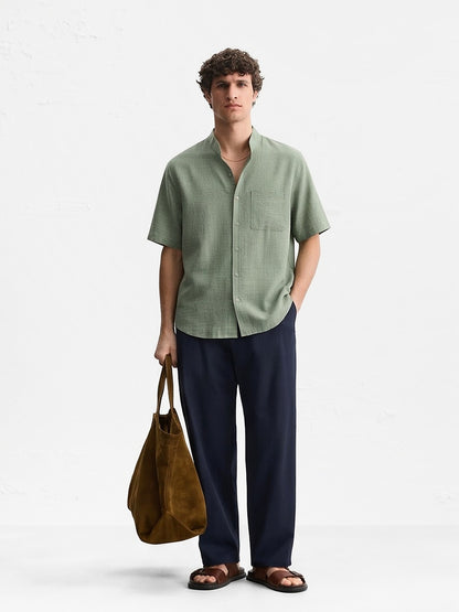 the-cannes-band-collar-shirt-sage-1-front