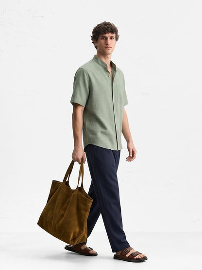the-cannes-band-collar-shirt-sage-2-side