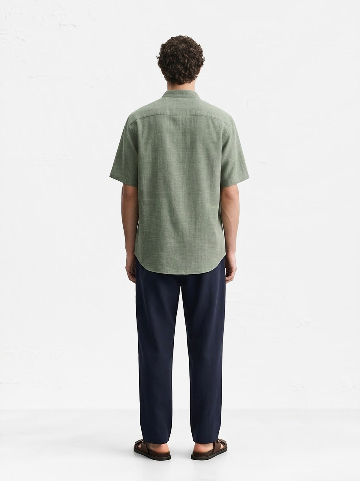 the-cannes-band-collar-shirt-sage-4-back