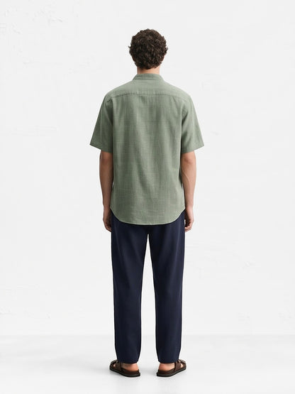 the-cannes-band-collar-shirt-sage-4-back