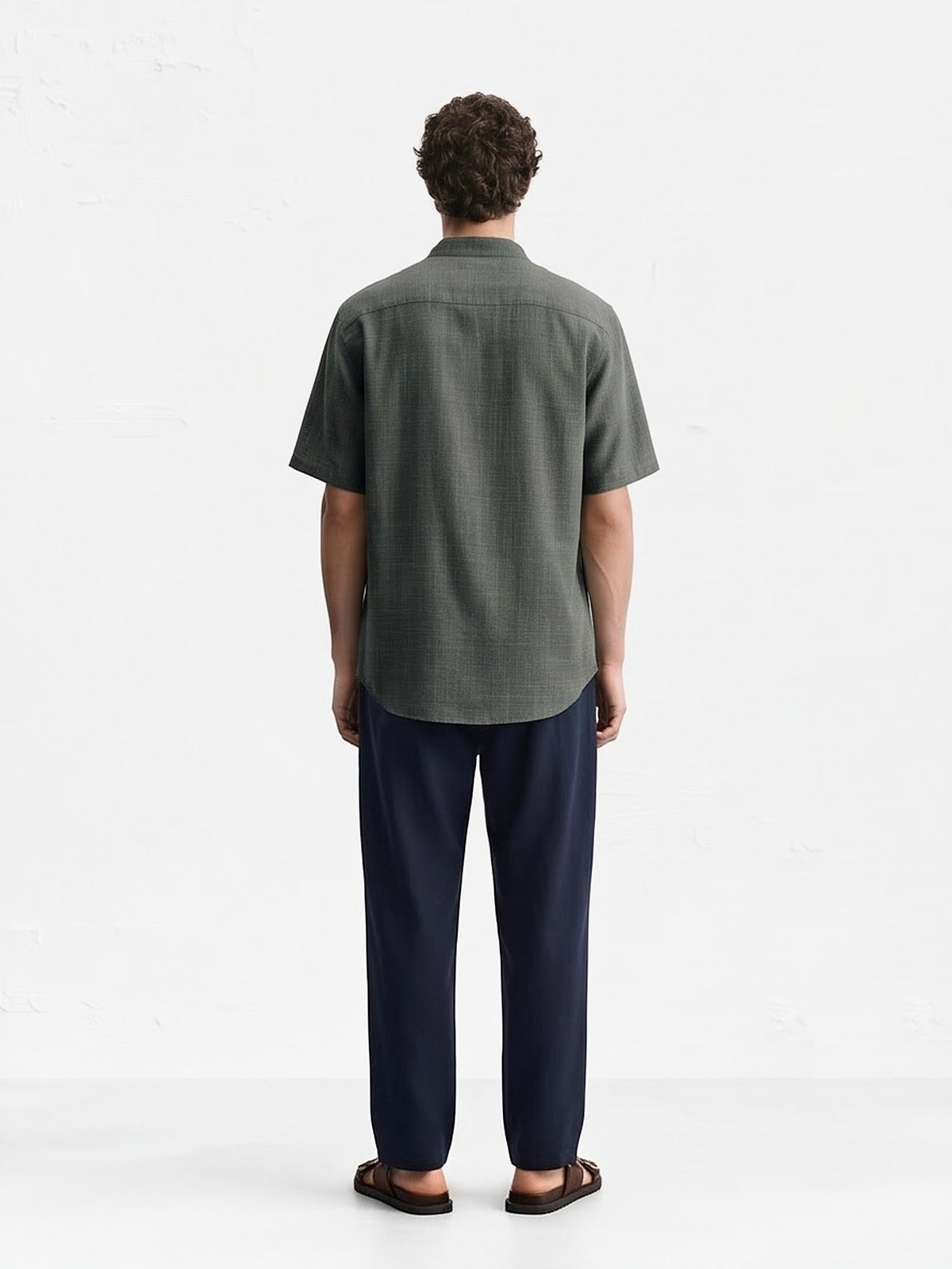 the-cannes-band-collar-shirt-slate-green-4-back
