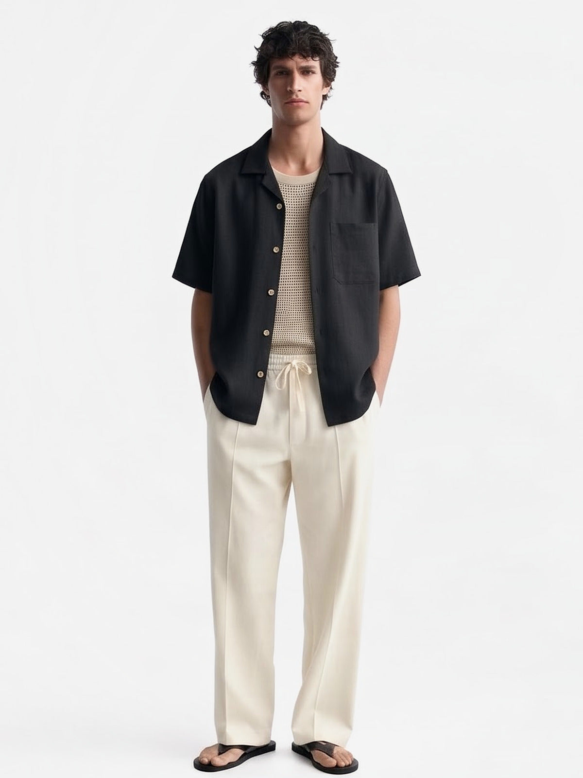 the-capri-linen-look-shirt-black-1-front