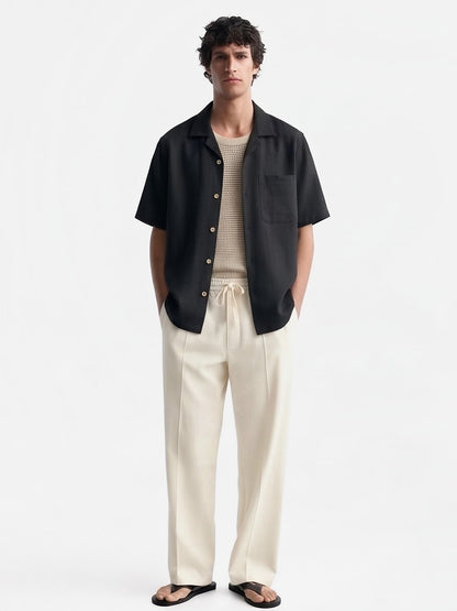 the-capri-linen-look-shirt-black-1-front