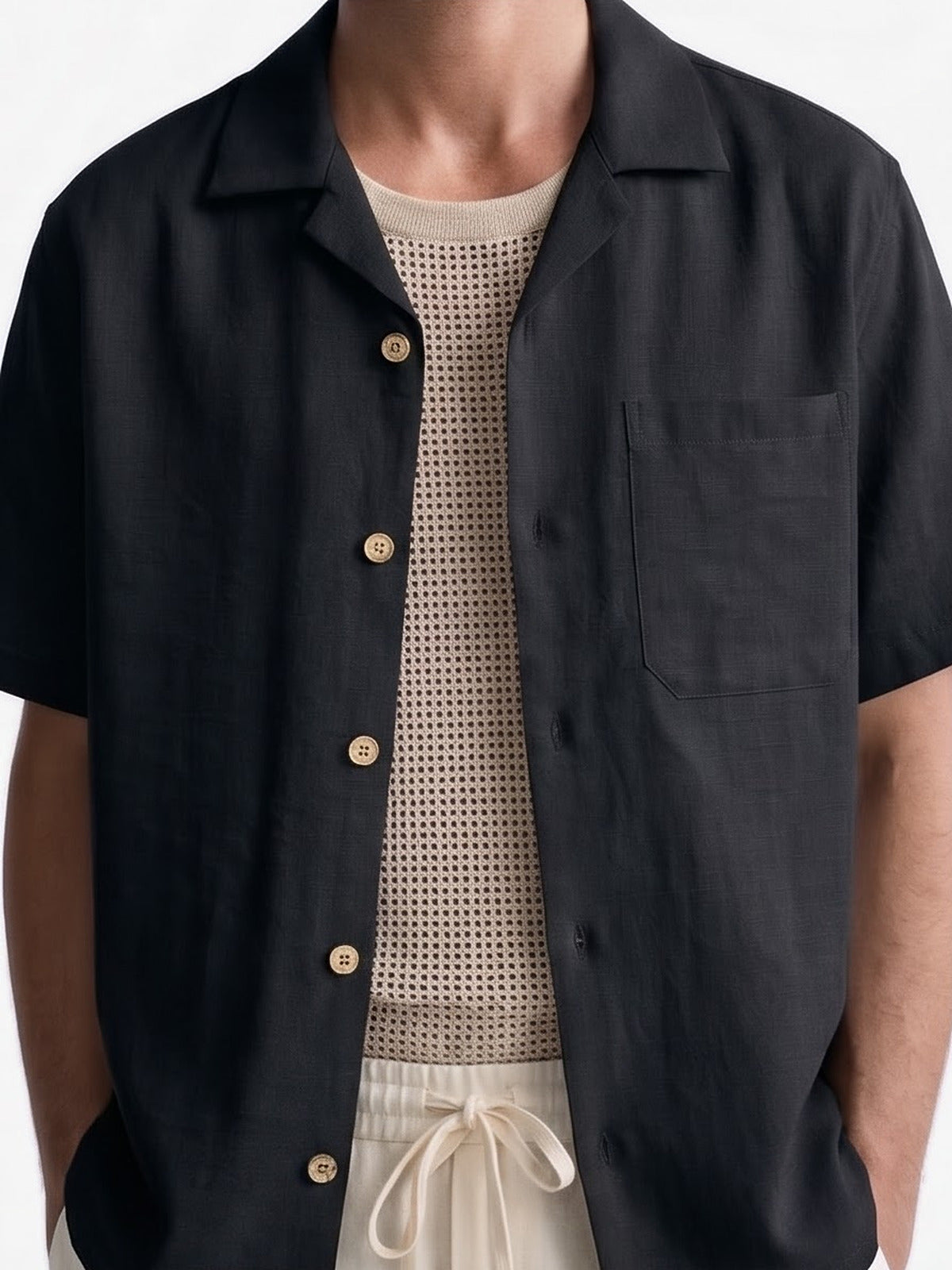 the-capri-linen-look-shirt-black-3-closeup