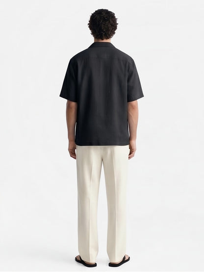 the-capri-linen-look-shirt-black-4-back