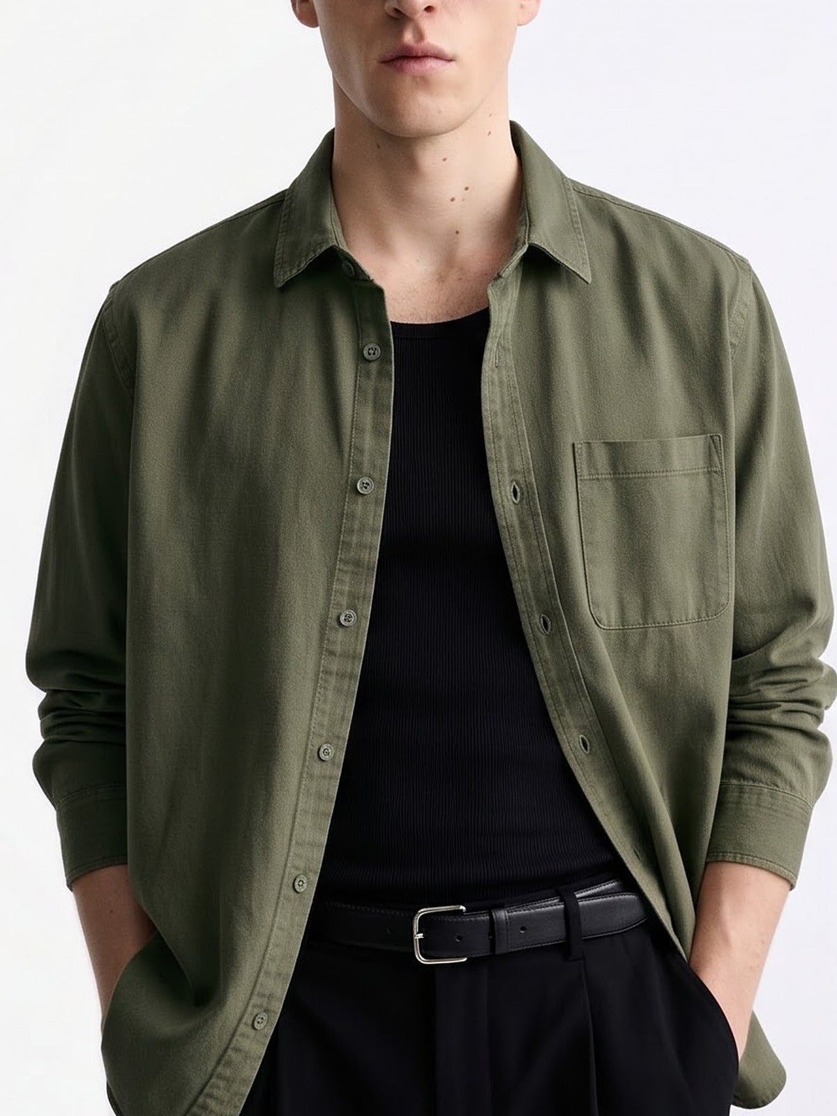 the-hampton-everyday-shirt-olive-3-closeup