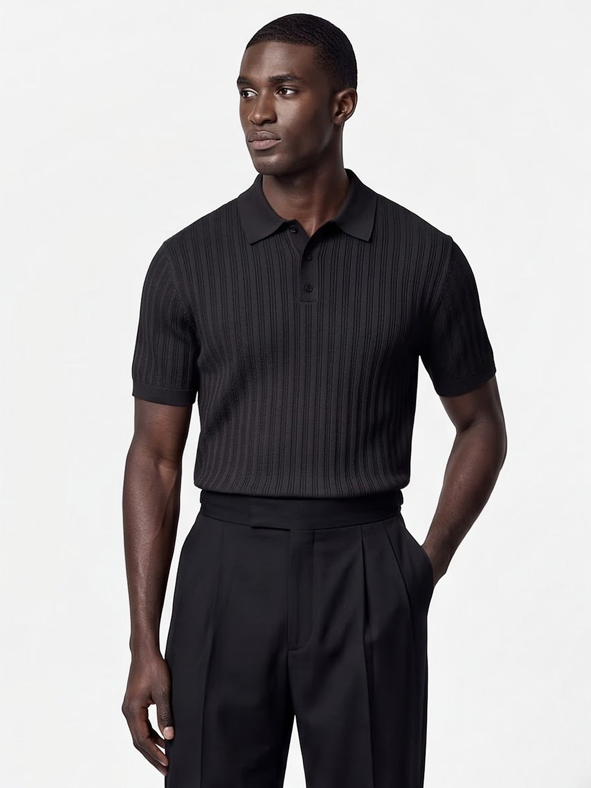 the-ravello-knit-polo-black-1-front