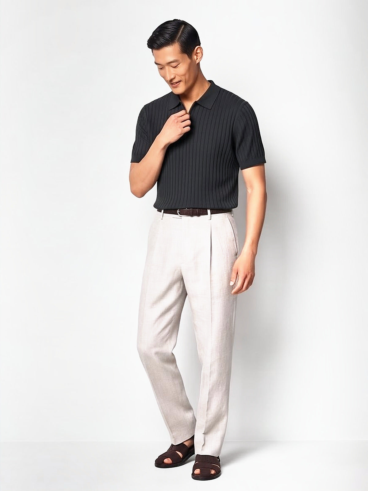 the-riviera-zip-knit-polo-black-2-side