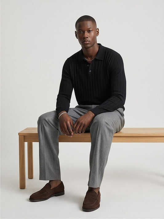 The Savoy Long-Sleeve Knit Polo