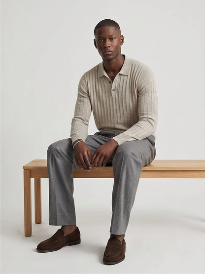 The Savoy Long-Sleeve Knit Polo